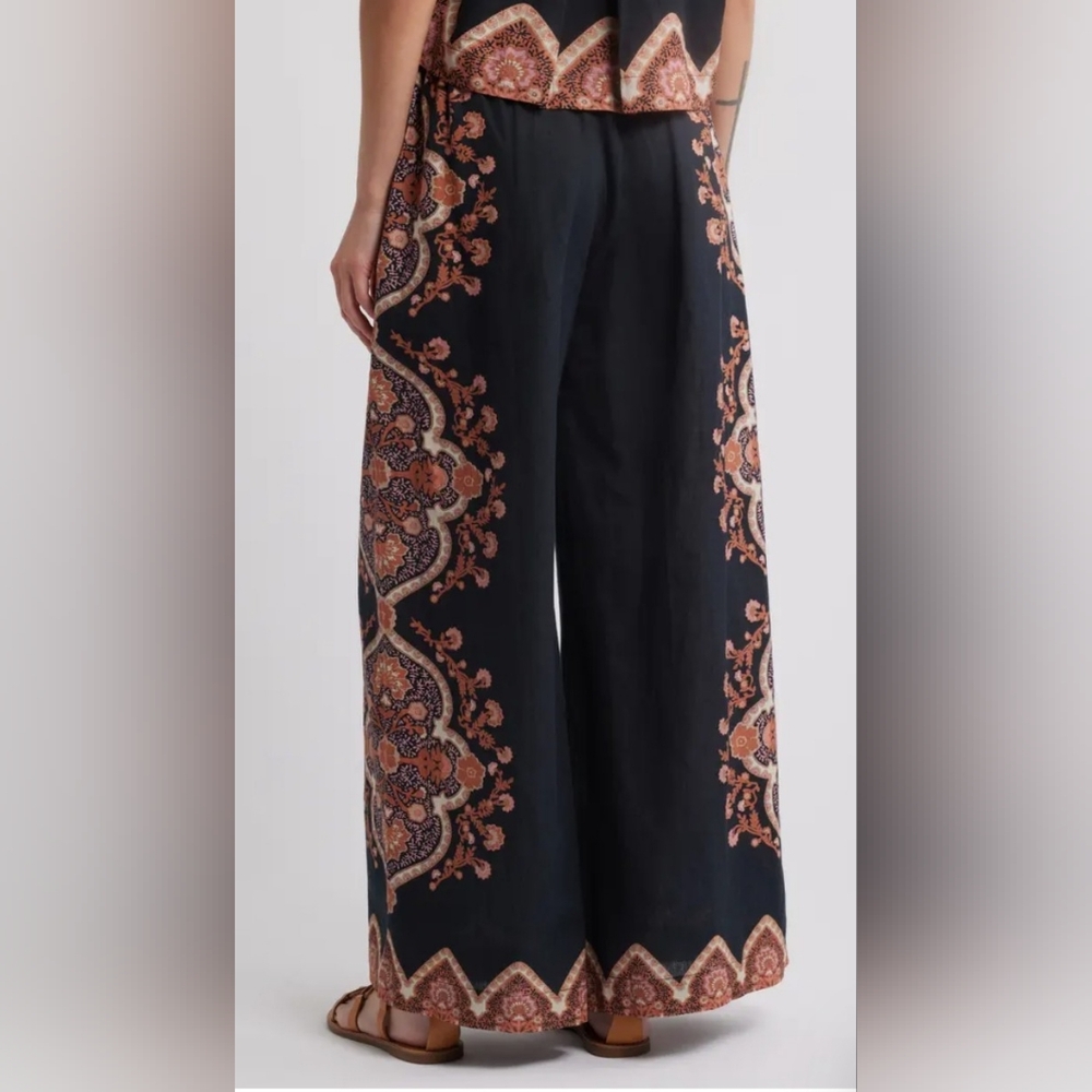 Cleobella Medallion Wide Leg Cotton & Linen Pants - Picture 2 of 6
